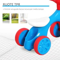 Bicicletta Equilibrio Senza Pedali Giochi con 4 Ruote per Bambini da 18-36 Mesi Blu e Rosso 57cm x 33.5cm x 42.5cm