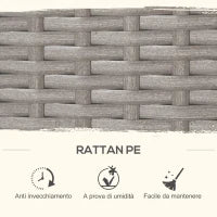 Set Mobili da Giardino Esterno Tavolo con 4 Sedie 4 Poggiapiedi 9pz Rattan Grigio