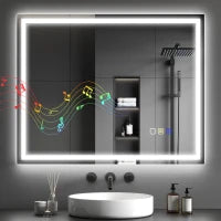 Specchio Bagno Antiappannante con Luce LED Regolabile, Speaker Bluetooth, Pulsanti Touch, 80x100 cm