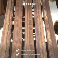 Set da Giardino 3 Pezzi in Legno di Pino con 1 Tavolo da Esterno 115x55x71 cm e 2 Panchine 115x51x80 cm