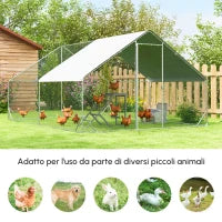 Pollaio da Giardino con Telaio Zincato, Copertura Impermeabile e Rete Esagonale, 3x4x2 m, Argento