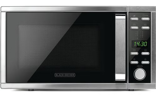 Black & decker bxmz901e forno microonde 900w inox spazzolato, 9 programmi, con grill, 25 litri