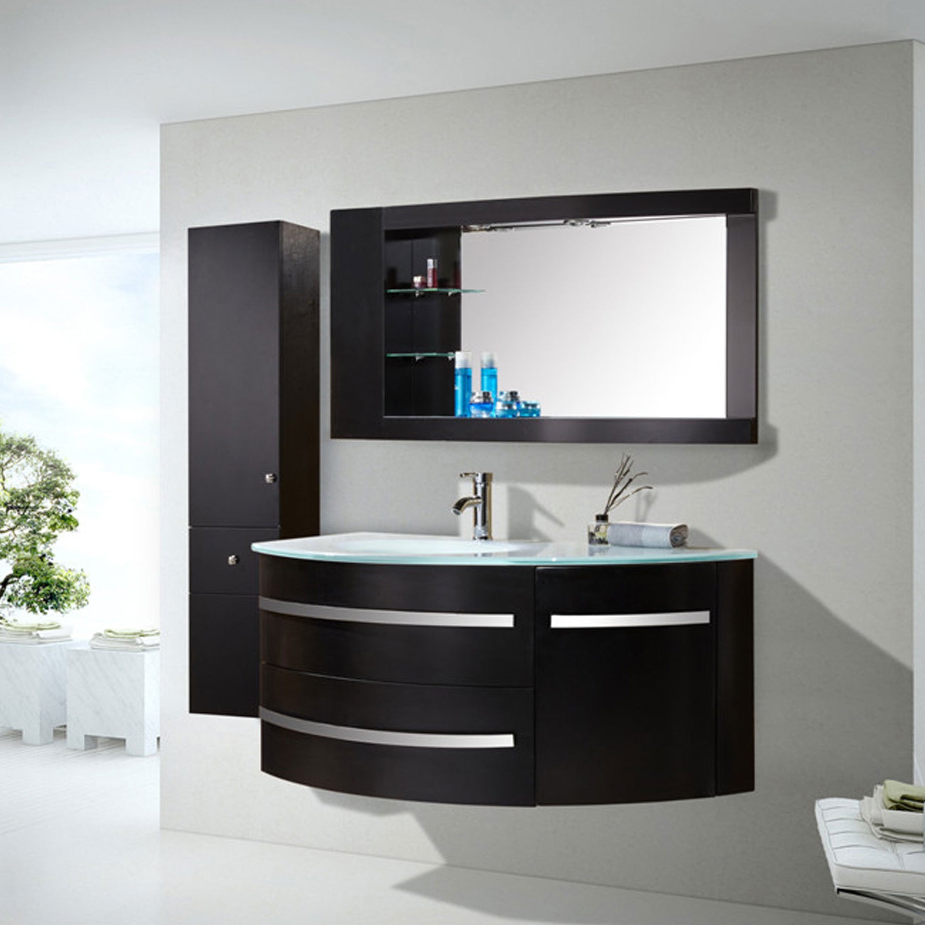Mobile bagno nero 120 cm con Colonna e Lavabo incluso - Black Ambassador