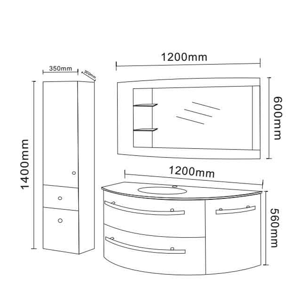 Mobile bagno nero 120 cm con Colonna e Lavabo incluso - Black Ambassador