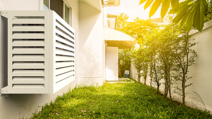 Blade Copri Condizionatore Esterno Copertura Climatizzatore Pompa di Calore Bianco L