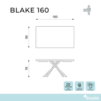 Tavolo da pranzo fisso in legno impiallacciato rovere naturale Blake 160x90 cm fino a 8 posti Made in Italy | Duzzle