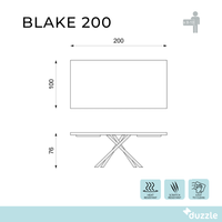 Blake, Tavolo fisso con top Impiallacciato Rovere termocotto (100cm X 200cm H. 76cm) Made in Italy | Duzzle