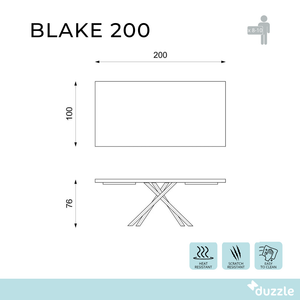 Blake, Tavolo fisso con top Impiallacciato Rovere termocotto (100cm X 200cm H. 76cm) Made in Italy | Duzzle