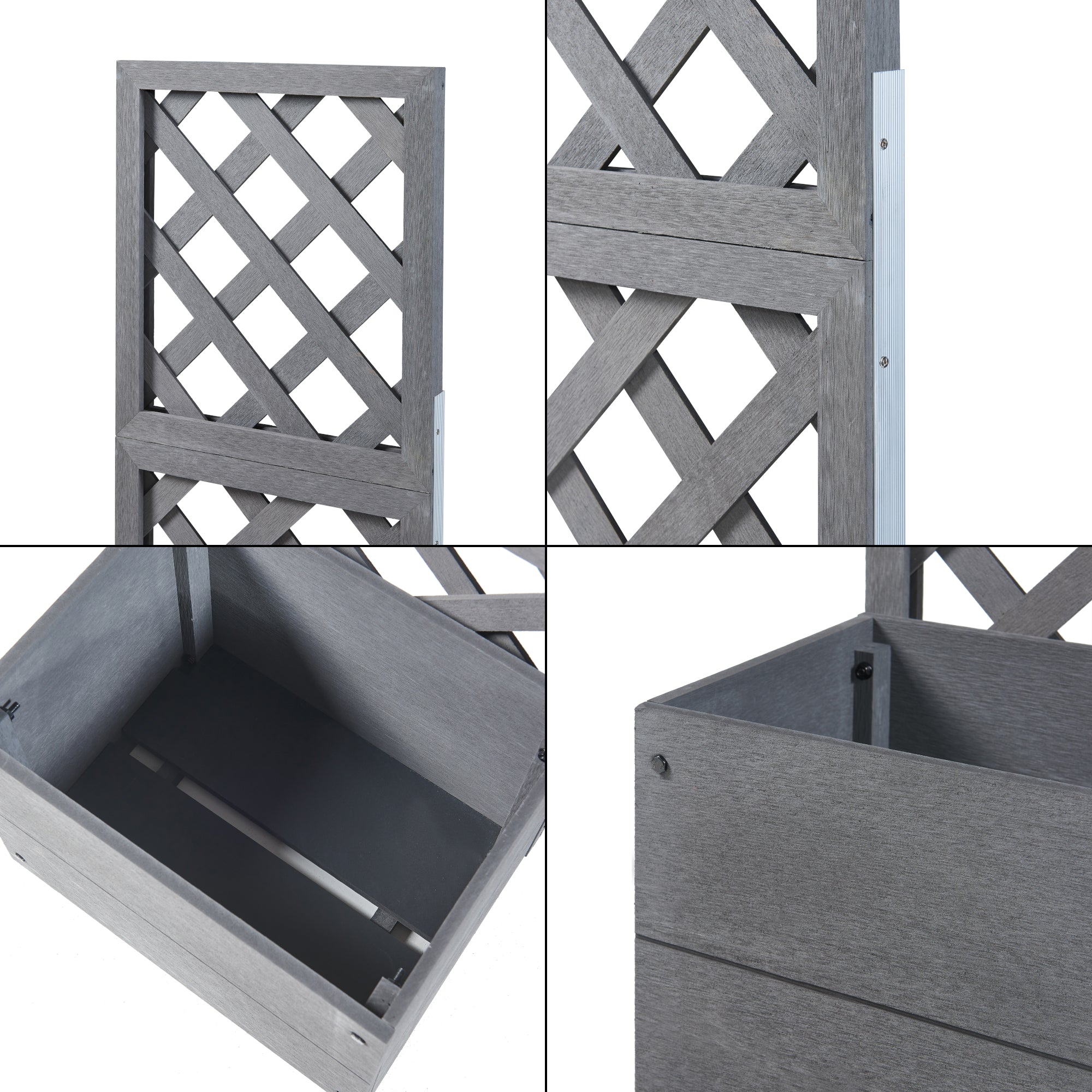 Fioriera con Spalliera Amstelveen per Piante Rampicanti 135 x 40 x 30 cm Grigio [en.casa]