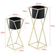 Set di 2 supporti per piante set set di vasi da fiori set di vasi per piante set di fioriere vaso in metallo diverse dimensioni oro nero 03_0005772