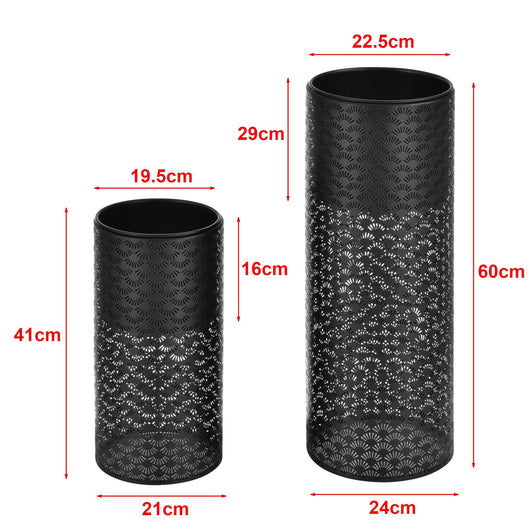 Set di 2 supporti per piante lotto vasi da fiori set coprivaso set fioriere vasi in metallo diverse dimensioni nero 03_0005159