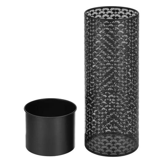 Set di 2 supporti per piante lotto vasi da fiori set coprivaso set fioriere vasi in metallo diverse dimensioni nero 03_0005159