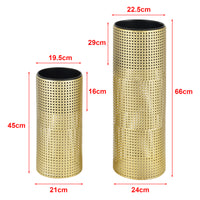 Set di 2 Portavasi in Metallo per Piante Supporto Base in Color Oro e Coprivaso Nero in 2 Misure e Altezze Diverse