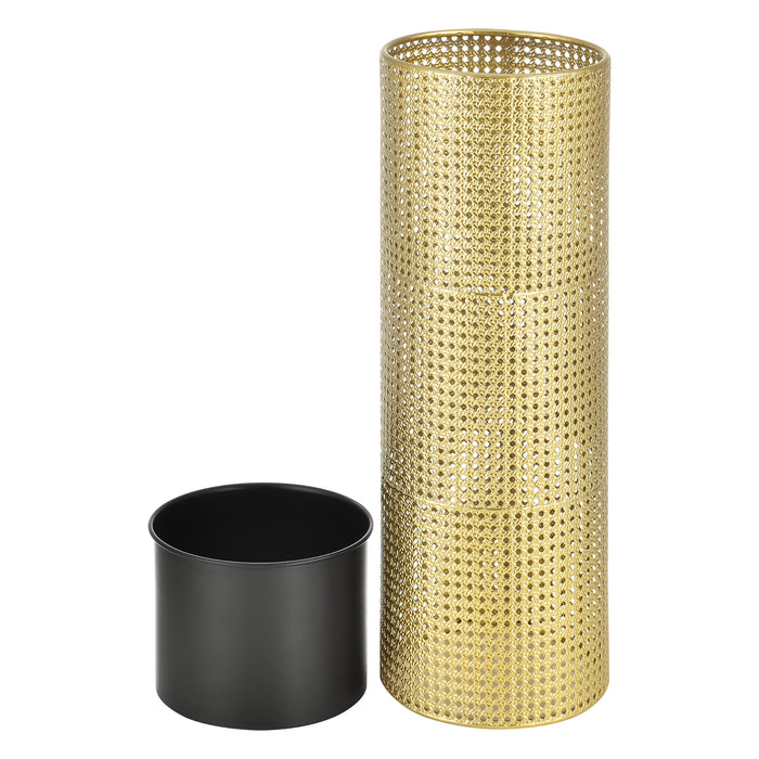 Set di 2 Portavasi in Metallo per Piante Supporto Base in Color Oro e Coprivaso Nero in 2 Misure e Altezze Diverse