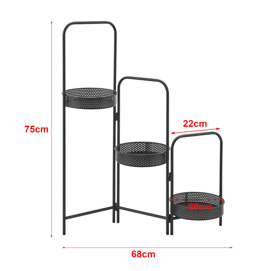 Supporto per piante (con 3 vasi) Vrasene metallo nero 03_0007687