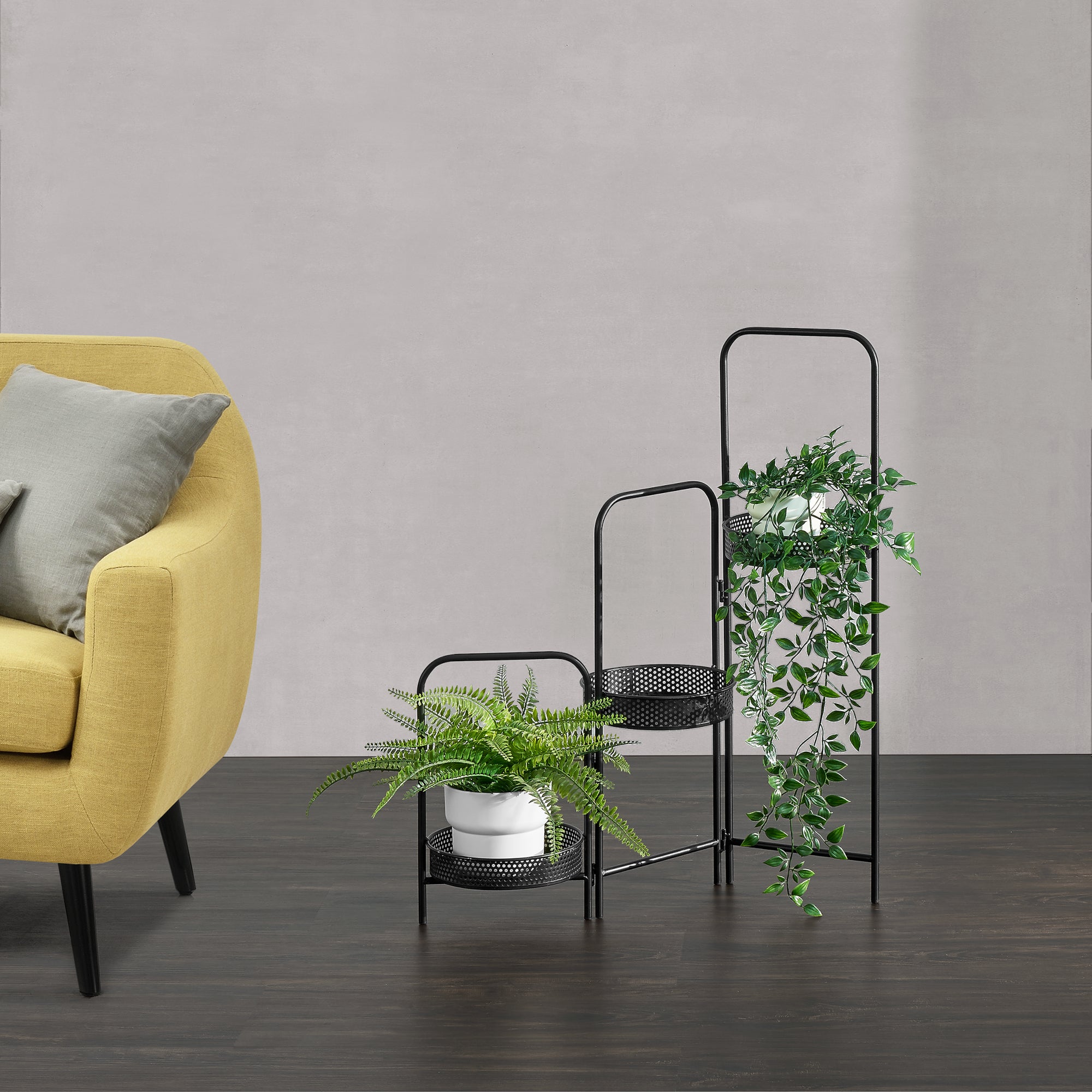 Portapiante 'Vrasene' con 3 Sottovasi - Costruzione Pieghevole [en.casa]