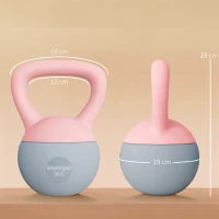Kettlebell 8 kg riempita con sabbia metallica, manico antiscivolo 19x19x28 cm Rosa