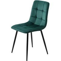 Set di 4 Sedie in Velluto con Design Ergonomico e Imbottito, Gambe in Metallo, per Sala da Pranzo, 44x46x86 cm, Verde