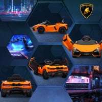 Macchina Elettrica per Bambini con Luci LED, Clacson e Telecomando, in Plastica e Acciaio, 105x60x40 cm, Arancione