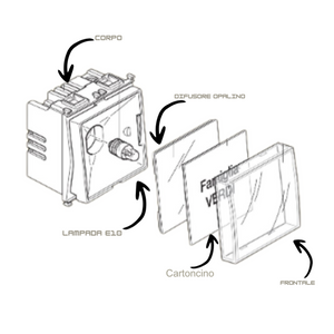 Bticino j4040 serie matixgo pulsante portanome illuminato 2 moduli 1p no 3a 250v