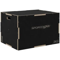 Box Jump Pliometrico a 3 Altezze in Legno Antiscivolo, 76-61-51cm, Nero