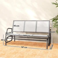 Panchina a Dondolo da Giardino a 3 Posti in Metallo e Tessuto a Rete Traspirante, 147x70x85cm, Beige