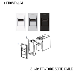 Orbis minicarg alimentatore usb da incasso 5vdc 2.1a max 1 modulo din 230v