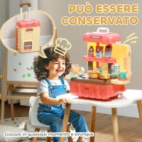 Gioco per Bambini 3 in 1 da 36 Pezzi con Tavolo per Posate, Tavolo da Pranzo e Trolley, in PP e ABS, 48x26x64 cm