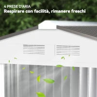 Casetta Porta Utensili in Acciaio, Capanno da Giardino con Porte Scorrevoli, 213x130x185 cm, Bianco