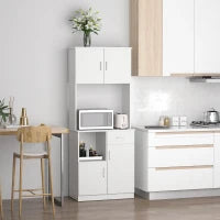 Credenza da Cucina con 4 Ante, 1 Cassetto, Ripiano e Ampio Piano, in MDF, 71 x 41 x 178 cm, Bianco