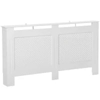 Copritermosifone in Legno MDF, Copertura per Termosifone Moderna con Ripiano Superiore Verniciato Bianco, 151.5x82x19 cm