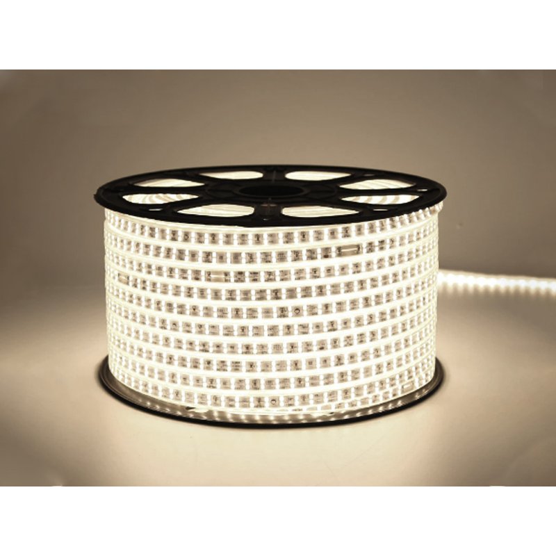 Bobina Striscia 100M Striscia Led 220V Bianco Freddo 6500K IP65 Passo 12mm 12W/M 1300LM/W Tagliabile 20cm Doppia Fila 120 smd 2835/m