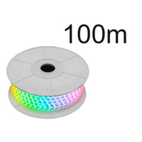 Bobina 100M Striscia Led 220V RGB IP65 Passo 12mm 12W/M Tagliabile 100cm Doppia Fila 120 smd 5050/m
