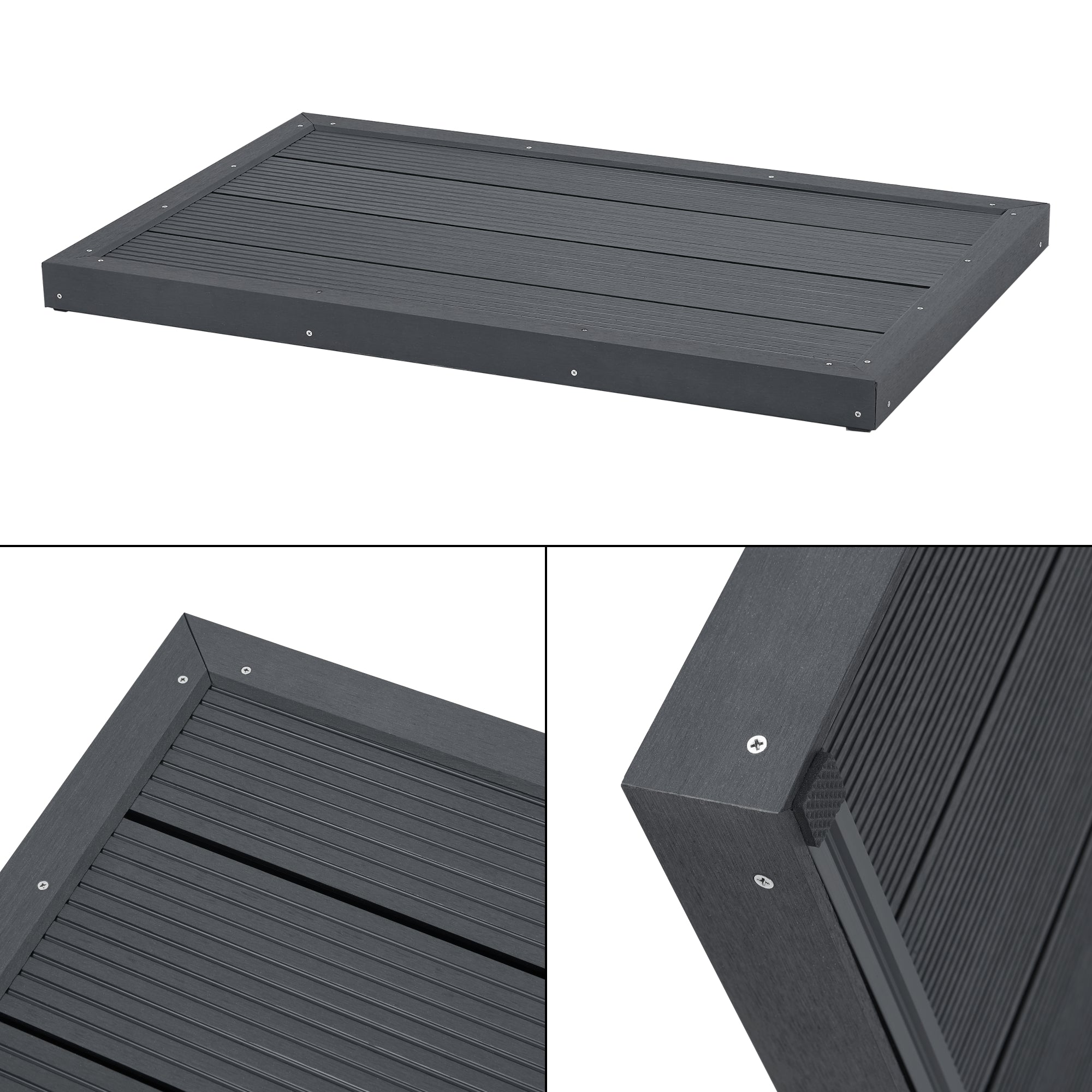 Piatto Doccia Nürtingen da Esterno Pedana Antiscivolo in WPC - Grigio Scuro [en.casa]