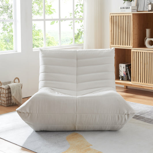 Poltrona Bassa Imbottita Kodsø con Rivestimento in Microfibra 75x90x100 cm - Beige [en.casa]