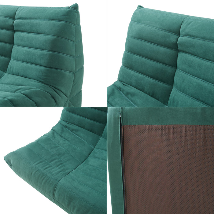 Poltrona Bassa Imbottita Kodsø con Rivestimento in Microfibra 75x90x100 cm - Verde [en.casa]