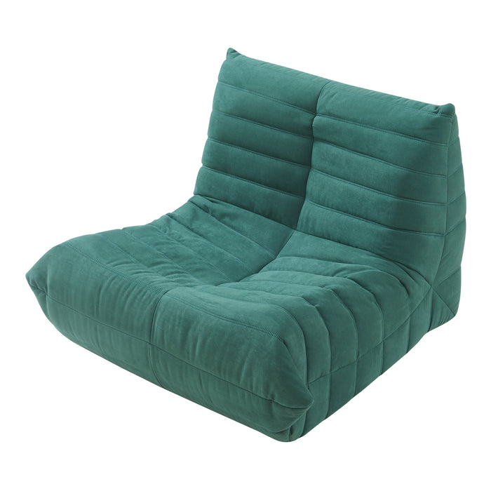 Poltrona Bassa Imbottita Kodsø con Rivestimento in Microfibra 75x90x100 cm - Verde [en.casa]