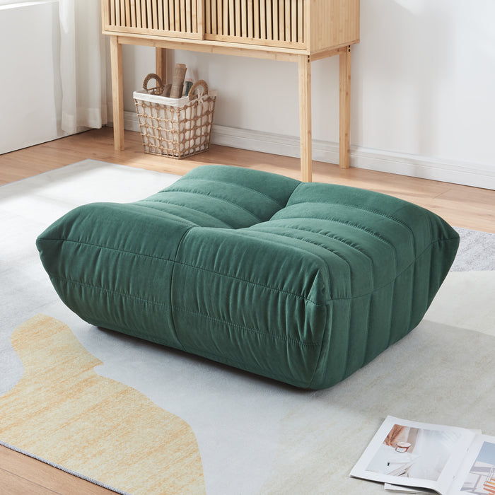Pouf Poggiapiedi Kodsø Imbottito in Microfibra 35x80x65 cm - Verde [en.casa]