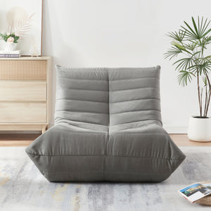 Poltrona Bassa Imbottita Kodsø con Rivestimento in Microfibra 75x90x100 cm - Grigio [en.casa]