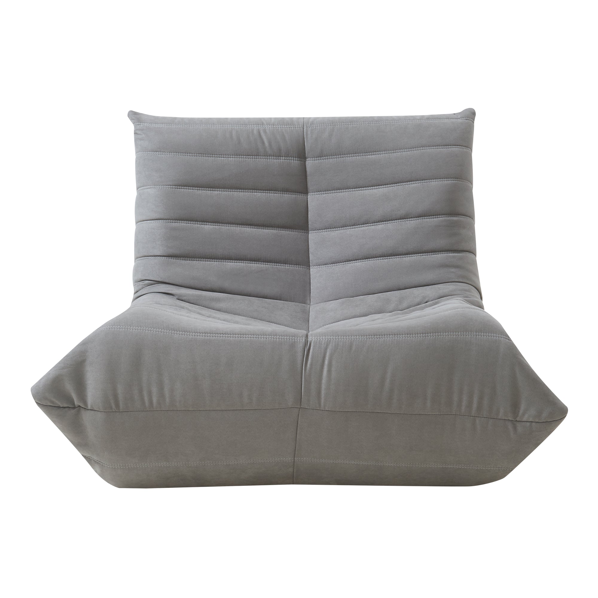 Poltrona Bassa Imbottita Kodsø con Rivestimento in Microfibra 75x90x100 cm - Grigio [en.casa]