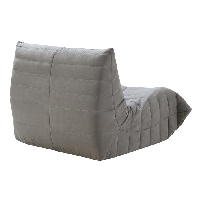 Poltrona Bassa Imbottita Kodsø con Rivestimento in Microfibra 75x90x100 cm - Grigio [en.casa]