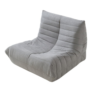 Poltrona Bassa Imbottita Kodsø con Rivestimento in Microfibra 75x90x100 cm - Grigio [en.casa]