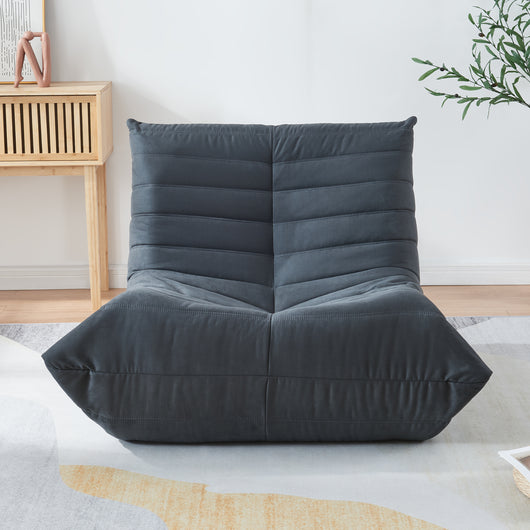 Poltrona Bassa Imbottita Kodsø con Rivestimento in Microfibra 75x90x100 cm - Nero [en.casa]