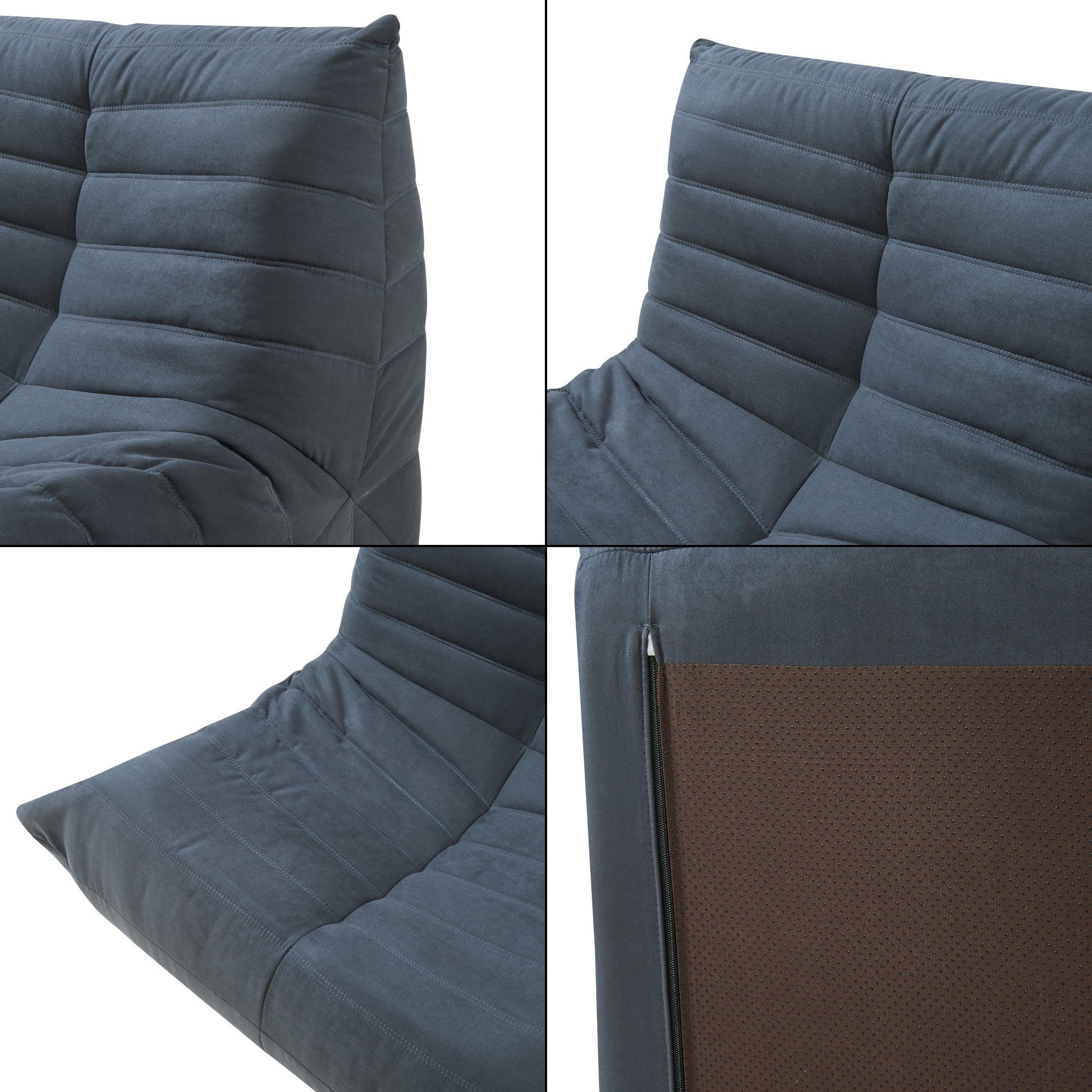 Poltrona Bassa Imbottita Kodsø con Rivestimento in Microfibra 75x90x100 cm - Nero [en.casa]