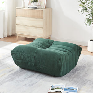 Pouf Poggiapiedi Kodsø Imbottito in Velluto a Coste 35x80x65 cm - Verde [en.casa]