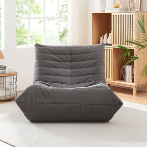 Poltrona Bassa Imbottita Kodsø con Rivestimento in Velluto a Coste 75x90x100 cm - Grigio [en.casa]