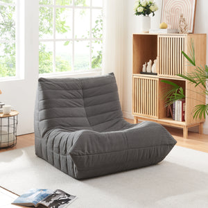 Poltrona Bassa Imbottita Kodsø con Rivestimento in Velluto a Coste 75x90x100 cm - Grigio [en.casa]