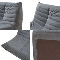 Poltrona Bassa Imbottita Kodsø con Rivestimento in Velluto a Coste 75x90x100 cm - Grigio [en.casa]