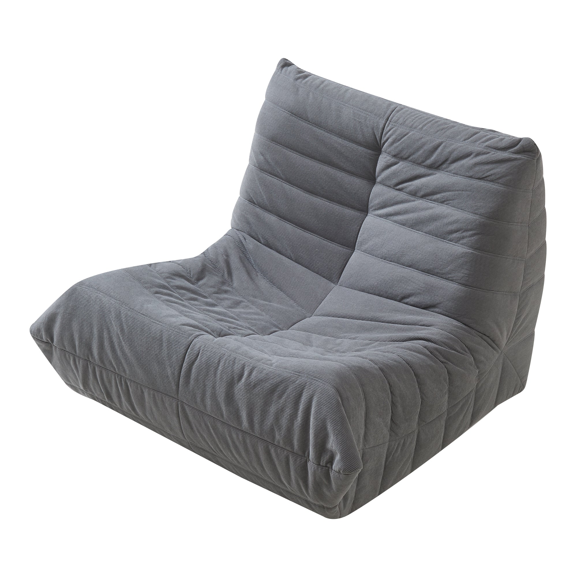 Poltrona Bassa Imbottita Kodsø con Rivestimento in Velluto a Coste 75x90x100 cm - Grigio [en.casa]