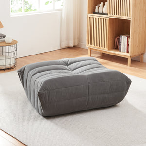 Pouf Poggiapiedi Kodsø Imbottito in Velluto a Coste 35x80x65 cm - Grigio [en.casa]